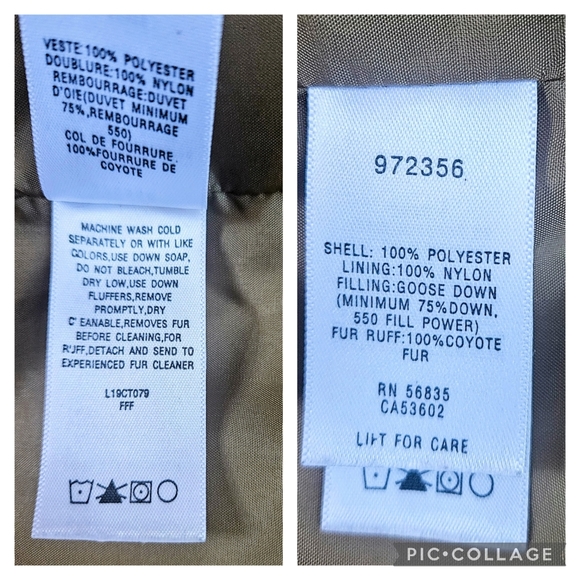 Cabela's Goose Down Faux Suede Long Coat Tan Size Large w/Removable Hood & Fur - Picture 5 of 8